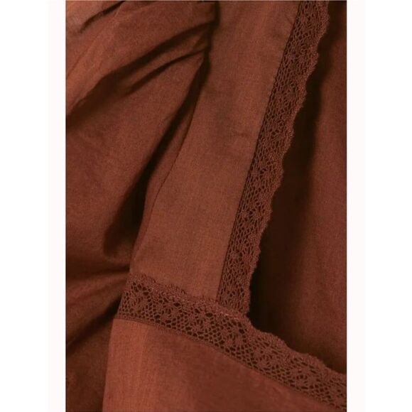 Reformation Bekkah Crocheted Lace-Trimmed Organic Cotton Midi Dress in Cinnamon - Picture 8 of 12